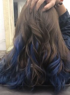 Blue Brown Hair, Blue Hair Highlights, Dark Blue Hair