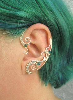 A pair of ear wraps Nemertes Piercing Placement, Elf Earrings, Ear Wraps, Fairytale Romance, Wattpad Ideas, Wire Ear Cuffs, Elf Ear, Elf Ear Cuff, Pretty Accessories