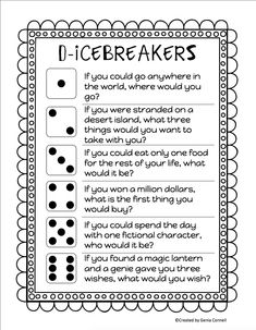 a printable worksheet to teach students how to use dices