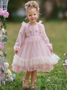 Princess Tutu Dress, Pink Tutu Dress, Pink Ruffle Dress, Princess Tutu, Embroidered Details, Baby Outfit, Pink Ruffle, Tutu Dress