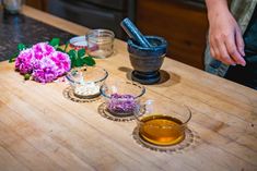 the ingredients are being prepared on the counter for making an appetizer or dessert