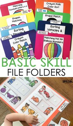 an image of a book with the words basic skill file folders in front of it