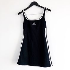 ➫ ✨ 90s Adidas Tennis dress ✨ ✰ This babe as tennis dress is sure to guarantee you're annoyingly cute and badass at the same time !  ✰ Really great condition for this vintage piece  ✄ Tagged XS  ➫ Feel free to message me if you have any further enquiries. V●ᴥ●V ･*:.｡. .｡.:*･゜ﾟ･*☆  For more visit http://Glaced.etsy.com Sporty Summer Mini Dress, Athleisure Mini Length Tennis Dress For Gym, Sporty Mini Dress For Summer Workout, Summer Tennis Mini Dress, Casual Black Sleeveless Tennis Dress, Sporty Mini Tennis Dress For Workout, Sporty Mini Dress For Workout, Sporty Sleeveless Mini Dress For Sports, Sporty Sleeveless Mini Dress For Workout