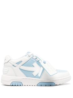 blue/white panelled design signature Arrows motif signature Zip Tie tag branded heel counter logo patch at the tongue front lace-up fastening round toe perforated toebox branded insole flat rubber sole Off White Shoes, White Shoes Sneakers, Womens Shoes Sneakers