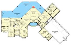 the floor plan for a home with multiple living areas and an open concept kitchen area