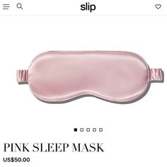 Brand New Slip Sleep Mask In Pink With Revolve Beauty Logo Pink Sleep Mask, Mask Aesthetic, Silk Face Mask, Silk Sleep Mask, Silk Eye Mask, Hair Wraps, Brand Development, Beauty Logo, Silk Slip