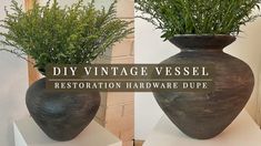 DIY Vintage Vessel | Restoration Hardware Dupe Restoration Hardware Vases, Restoration Hardware Planters, Restoration Hardware Hacks, Restoration Hardware Lamps, Restoration Hardware Look For Less, Aged Vessel, Restoration Hardware Diy, Textured Vases, Restoration Hardware Look