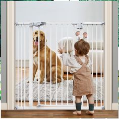 [Promoted] InnoTruth 29-39.6" Baby Gate for Stairs and Doorways, Easy Install Metal Pressure/Hardware Mounted Dog Gates, 30"/36" Tall 45cm Walk-Thru Pet Gate with Auto-Close& Dual-Lock Safety Design #babygatewithpetdoor Baby Gate For Stairs, Pet Gates