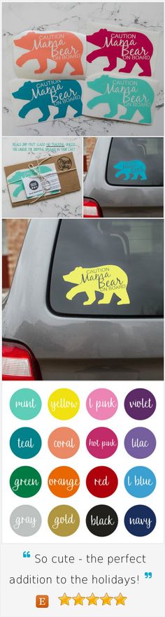 an image of some stickers that are on the back of a car with different colors