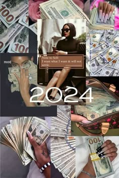 a collage of photos with money and the numbers 2054 written on each photo