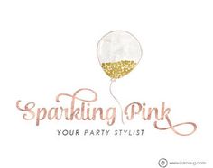 a pink and gold balloon with the words sparkling pink your party stylist on it