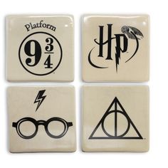 coasters with harry potter symbols on them