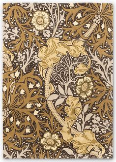 Brink & Campman Morris & Co Seaweed Charcoal/Mustard 8719956822056 Seaweed Wallpaper, Mustard Rug, William Morris Patterns, Statement Rug, Arts And Crafts Movement, Abstract Rug, Hand Tufted Rugs, Floral Rug, Tufted Rug