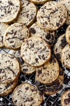 chocolate chip cookies cooling on a wire rack