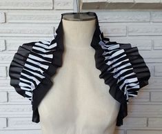 Black and White Striped Ruffled Opera Shrug, Steampunk Collar Stilt Costume, Vampire Ball, Clown Collar, Aerial Costume, Black Steampunk, Custom Leotards, Clown Art, Leotard Costume, Purple Corset