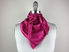 CR Fuchsia Silk Scarf 36x36 Magenta Scarf, Wild Rag, Silk Scarf, Silk, Color