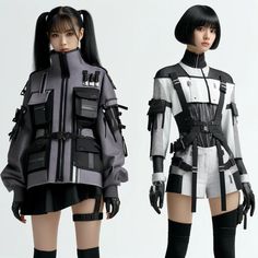 Credits to the real owner Girly Cyberpunk Outfit, Cyberpunk Aesthetic Clothes, Cyberpunk Outfit Futuristic, Tech Aesthetic Outfits, Cybertech Fashion, Futuristic Outfits Women, Cyberpunk Outfit Aesthetic, Futuristic People, Cyberpunk Outfit Women