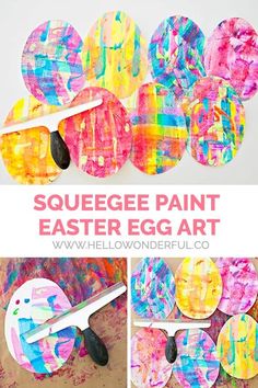 an easter egg art project with paint and paper plates