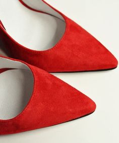 Red Suede Darling Pump Black Crane, Pure Love, Mara Hoffman, Red Suede, Real Fur