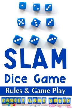 Slam Dice Game rules and game play for family game night Simple Dice Games, Dice Games For Adults Couples, Easy Dice Games, Dice Games For Adults, Easy Card Games, Dice Games For Kids, Pig Dice Game, Dice Game Rules, Games For Seniors