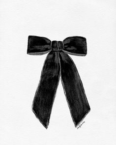 a drawing of a black bow on white paper