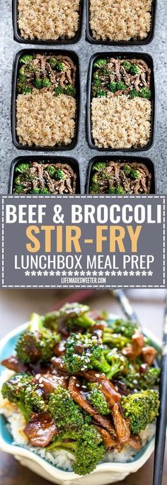 beef and broccoli stir - fry lunchbox meal prep