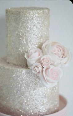 The photo I sent to the Bakery to describe what I wanted. Wedding Cake Sparkle, Sparkle Wedding Cakes, Sparkly Wedding Cakes, Sequin Wedding Cake, Sequin Cake, Bling Wedding Cakes, Bling Cakes, Mothers Birthday, Rose Gold Wedding Cakes