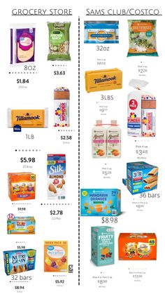 grocery store flyer with prices for products and their price ranges on the bottom right hand side