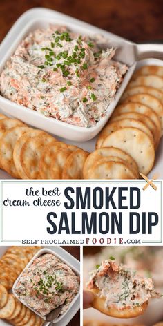 smoked salmon dip with crackers on the side