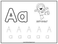 the letter a worksheet with an astronaut theme for children to practice their handwriting