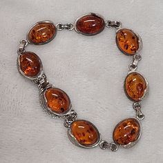 Vintage Sterling Silver Baltic Amber Bracelet Amber Bracelet, Bracelet Vintage, Baltic Amber, Women Accessories Jewelry, Chain Link Bracelet, Sterling Silber, Vintage Sterling Silver, Womens Jewelry Bracelets, Link Bracelets