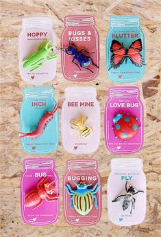 bugs and kisses magnets in mason jars