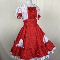 Square Dance DRESS Vintage Red White Floral Lace Trim VINTAGE | eBay Vintage Short Sleeve Dress For Costume Party, Retro Square Neck Dresses For Vintage Fashion, Square Neck Retro Dresses For Vintage Fashion, Red Dresses For Summer Costume Party, Retro Red Dress For Costume Party, Square Neck Retro Vintage Dress, Red Retro Dress For Spring, Vintage Dress With Square Neck, Retro Red Dress For Spring