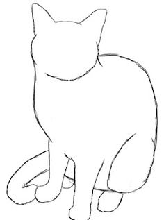 a drawing of a cat sitting down