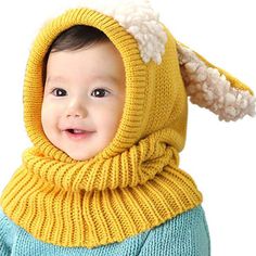 Color: Yellow Baby Bunny Ears, Baby Bunny Hat, Boys Winter Hats, Toddler Beanie, Girls Winter Hats, Baby Winter Hats, Kids Winter Hats, Baby Scarf, Toddler Winter