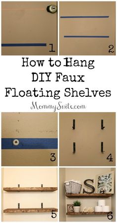 how to hang diy faux floating shelvings in the living room or bedroom