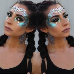 Carnaval Make-up, Karneval Diy, Festival Face Paint, Jewel Makeup, Makeup Zombie, Fantasy Make-up, Coachella Makeup, Make Carnaval