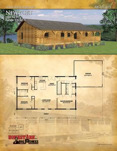 the floor plan for a log cabin with lofts and living quarters is shown in this image