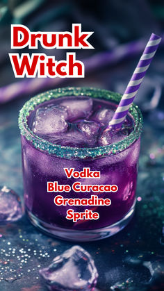 Drunk Witch Spooky Drinks Alcohol Recipes, Goth Alcoholic Drinks, Dinosaur Alcoholic Drinks, Blue Curacao Halloween Drinks, Purple Mixed Drinks, Halloween Drinks With Blue Curacao, Potion Alcohol Drink, Booze Fairy Ideas, Game Of Thrones Themed Drinks