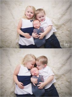 two young children cuddle together in the same photo