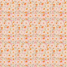 an orange and pink flowered pattern on a white background