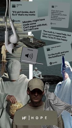 a collage of photos with people in the background and words above them that read, i hope