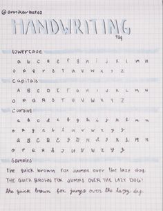 handwriting writing practice sheet with handwritten letters and numbers on the bottom right corner, in blue ink