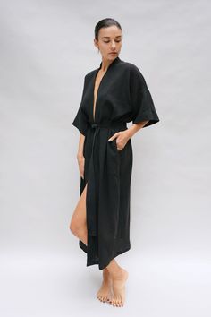 Inspired by our founders' first trip to Bali, the Bali Robe embodies our "bedroom to beach" concept. Crafted from lightweight fabric with a captivating texture reminiscent of rippled water🌊 Rippled Water, Trip To Bali, Linen Robe, Natural Detergent, Drop Sleeve, Womens Robes, Dyeing Process, Black Hand