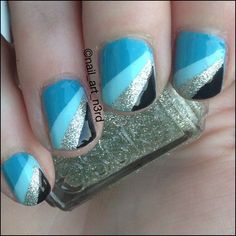 Blue Nails Art, Sapphire Nails, Nail Art For Girls, Triangle Nails, Blue And Silver Nails, Blue Nail Art Designs, Blue And White Nails, Elegant Nail Art