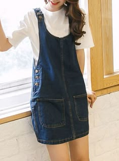 Overall Style, Overalls Denim, Casual Fashion Trends, Cami Dresses, Fashion Top Outfits, Elegant Outfits, Denim Style, Midi Skirts, U Neck