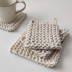 Jill Square Crochet Cotton Coaster Diy Coastal Decor, Knit Coaster, Square Crochet, A Cup Of Tea, Cream Style, Crochet Coasters, White Crochet, Cup Of Tea, Coastal Decor