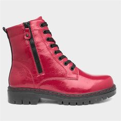 Red Ankle Boots, Shoe Zone, Flat Shoe, Black Jean, Lace Up Heels, Red Lace, Lace Boots, Lace Up Boots, Boot Shoes Women