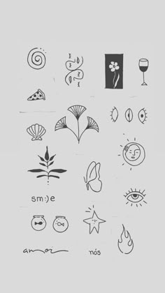 an image of various symbols drawn in black and white