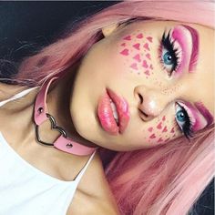 Halloween Make-up Looks, Festival Glitter, Kawaii Makeup, Make Up Inspiration, Rave Makeup, Valentines Day Makeup, Valentines Makeup